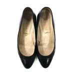 CHANEL flat pumps 22.5cm black leather quilted matelasse made in Italy