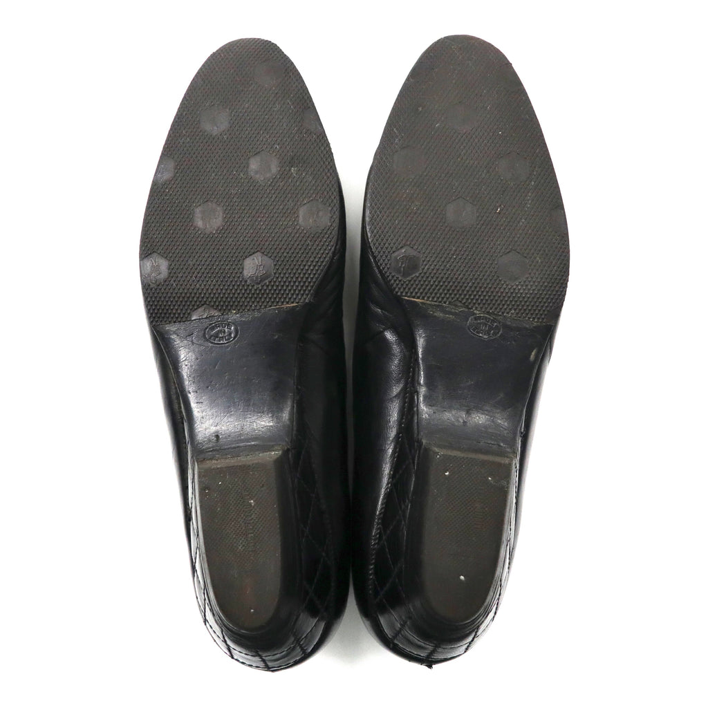CHANEL flat pumps 22.5cm black leather quilted matelasse made in Italy