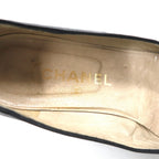 CHANEL flat pumps 22.5cm black leather quilted matelasse made in Italy