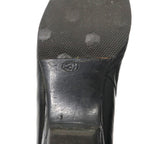 CHANEL flat pumps 22.5cm black leather quilted matelasse made in Italy