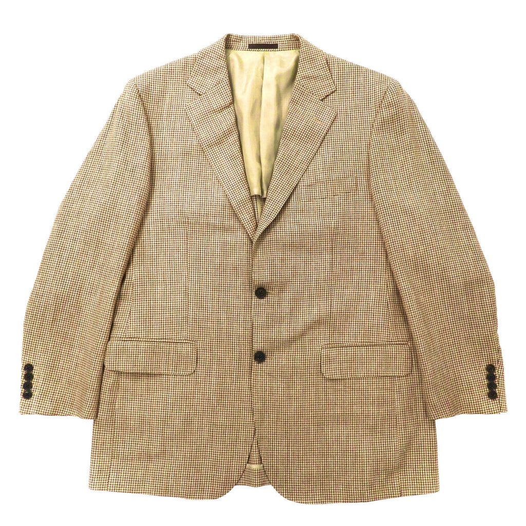 日本然リトテ-古着オンライン-BURBERRY 2Bテーラードジャケット 180 AB7 ベージュ 千鳥格子 ウール シルク混 日本製-Burberry 2b Tailored Jacket 180 AB7 Beige HOUNDSTOTH Wool Silk Mixed Japan MADE