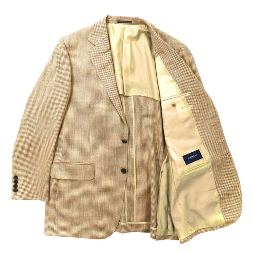 BURBERRY 2Bテーラードジャケット 180 AB7 ベージュ 千鳥格子 ウール シルク混 日本製