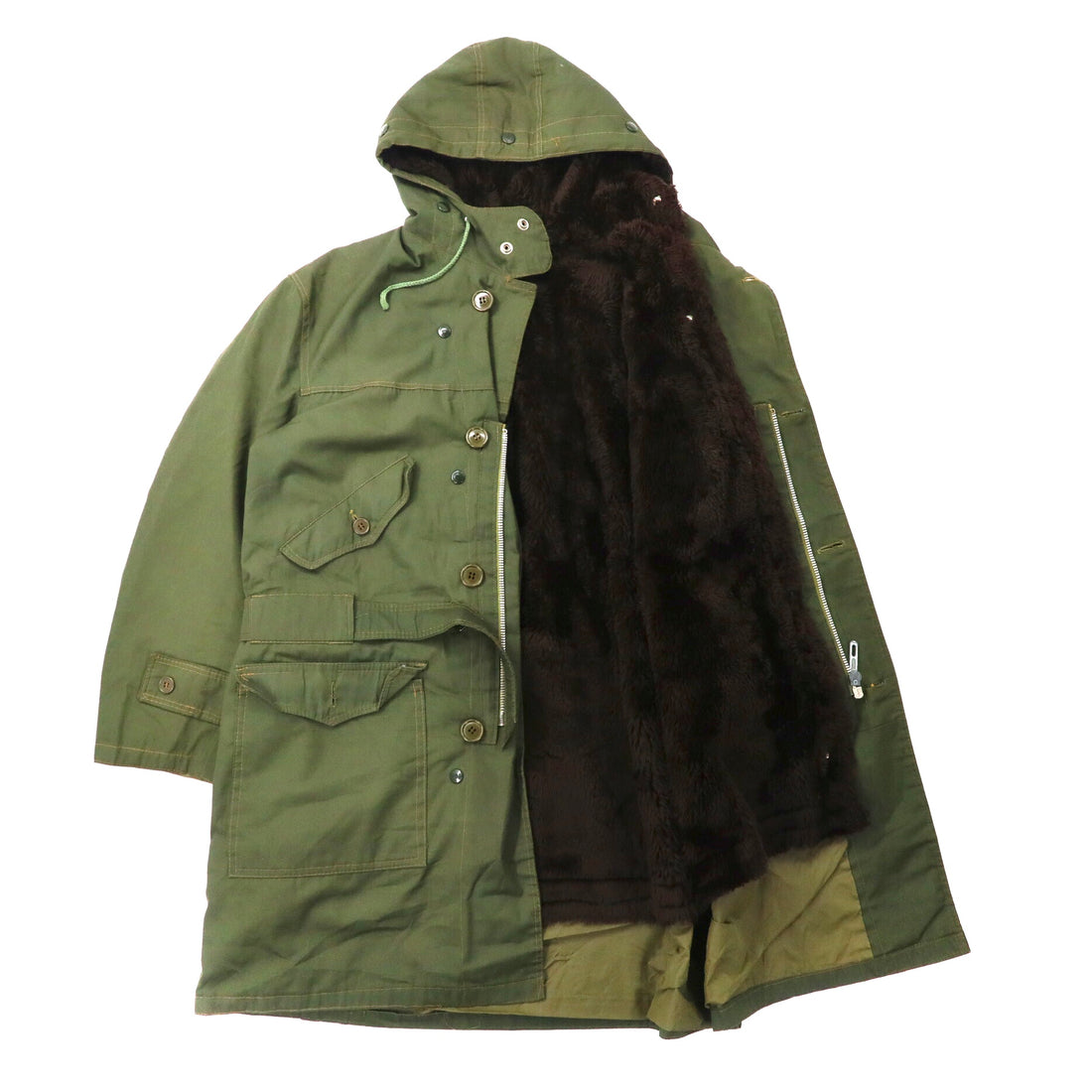 US ARMY M-47 Full Set Field Parka Mods Coat 48 Khaki Boa Liner Detachable Belt Included Military