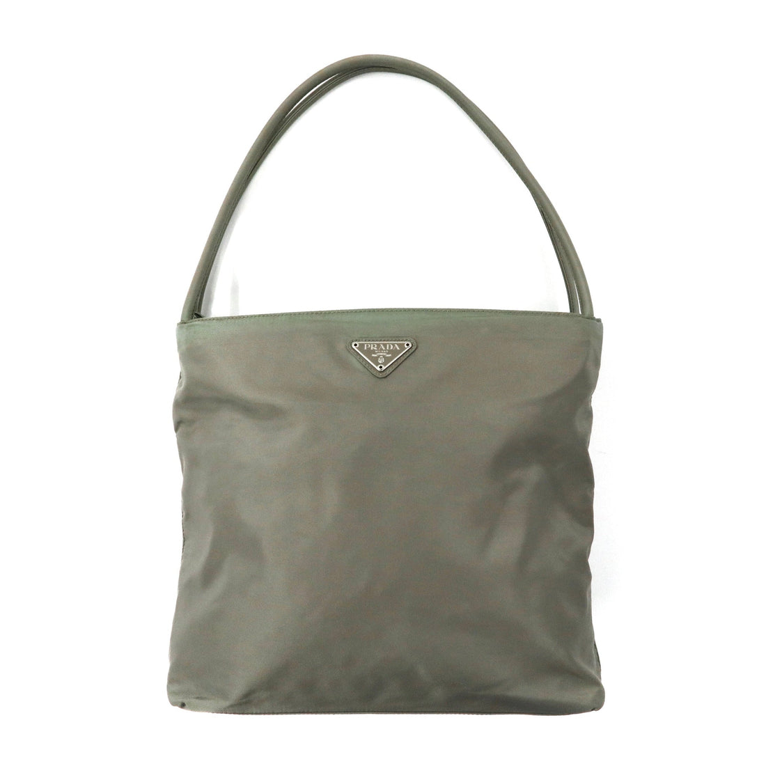 PRADA トートバッグ カーキ ナイロン ロゴプレート TESSUTO CITY B6242 イタリア製-PRADA-古着